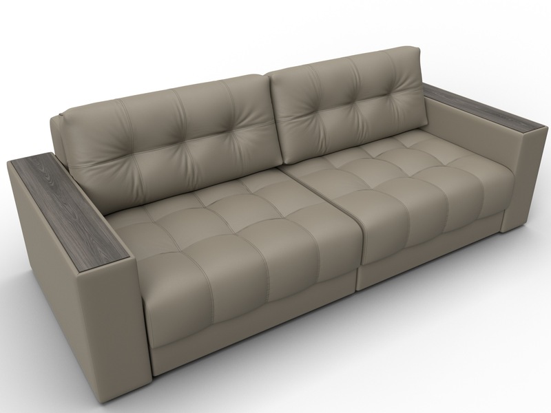 Диван прямой с декором Лига-049 НПБ, Экокожа, GRIFON 04 бежевый