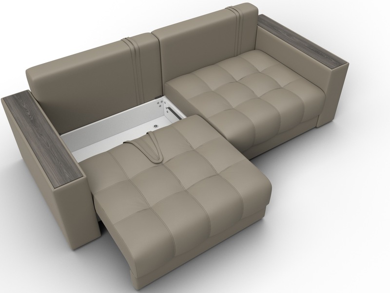 Диван прямой с декором Лига-049 НПБ, Экокожа, GRIFON 04 бежевый