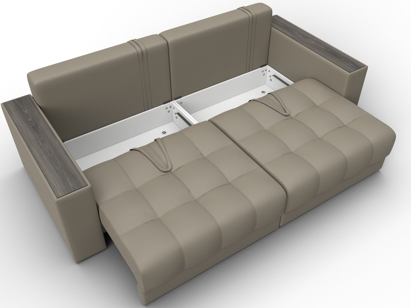 Диван прямой с декором Лига-049 НПБ, Экокожа, GRIFON 04 бежевый