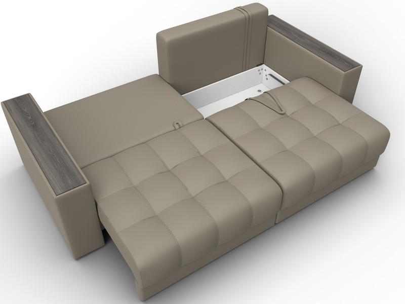 Диван прямой с декором Лига-049 НПБ, Экокожа, GRIFON 04 бежевый