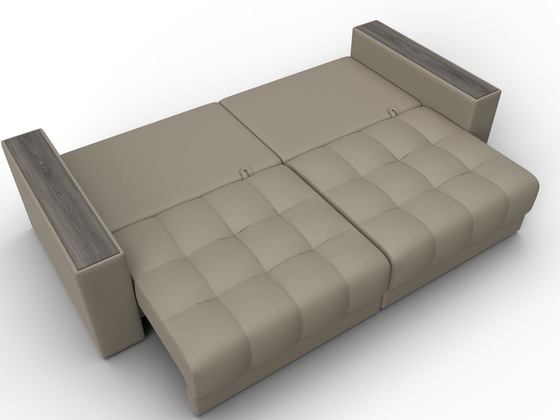 Диван прямой с декором Лига-049 НПБ, Экокожа, GRIFON 04 бежевый