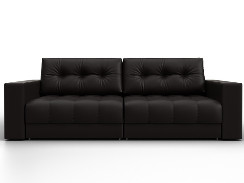 Диван прямой с декором Лига-049 НПБ, Экокожа, GRIFON 12 коричневый