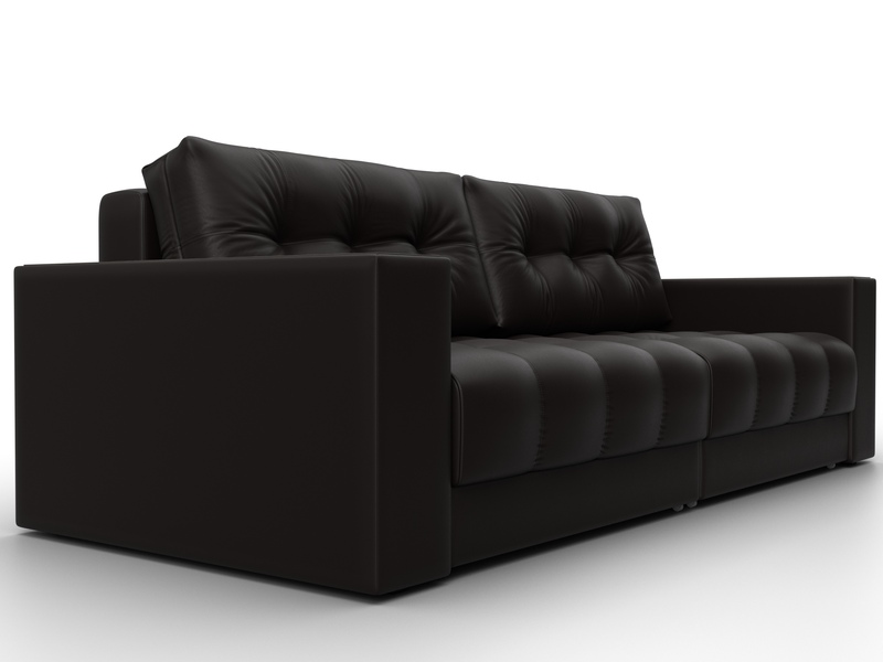 Диван прямой с декором Лига-049 НПБ, Экокожа, GRIFON 12 коричневый