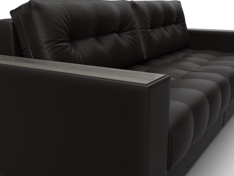 Диван прямой с декором Лига-049 НПБ, Экокожа, GRIFON 12 коричневый