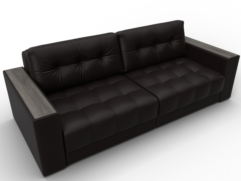 Диван прямой с декором Лига-049 НПБ, Экокожа, GRIFON 12 коричневый