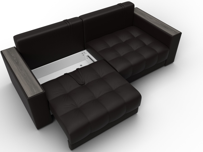 Диван прямой с декором Лига-049 НПБ, Экокожа, GRIFON 12 коричневый