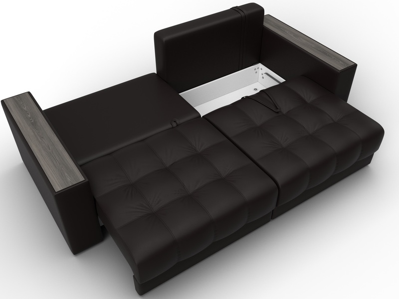 Диван прямой с декором Лига-049 НПБ, Экокожа, GRIFON 12 коричневый