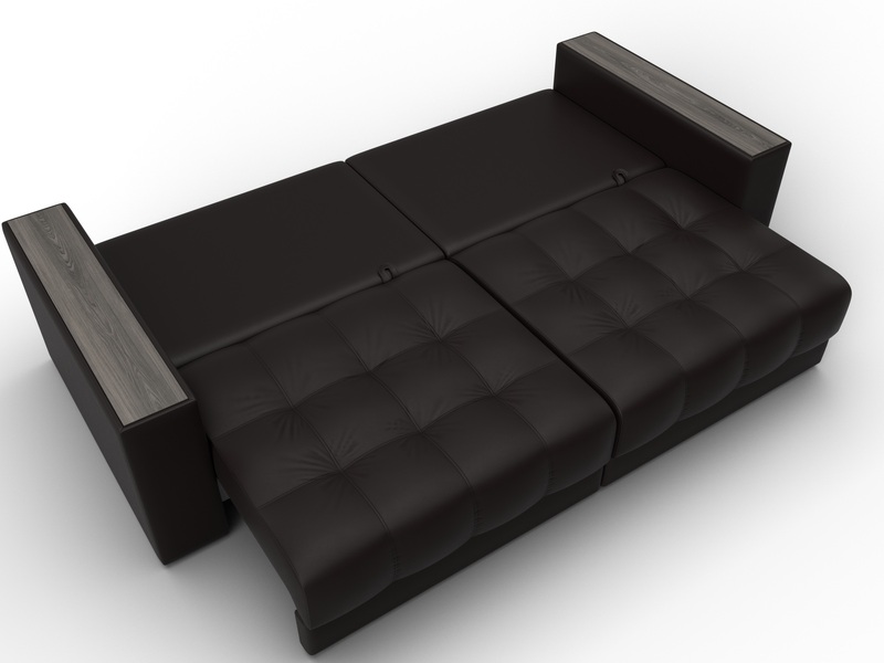 Диван прямой с декором Лига-049 НПБ, Экокожа, GRIFON 12 коричневый