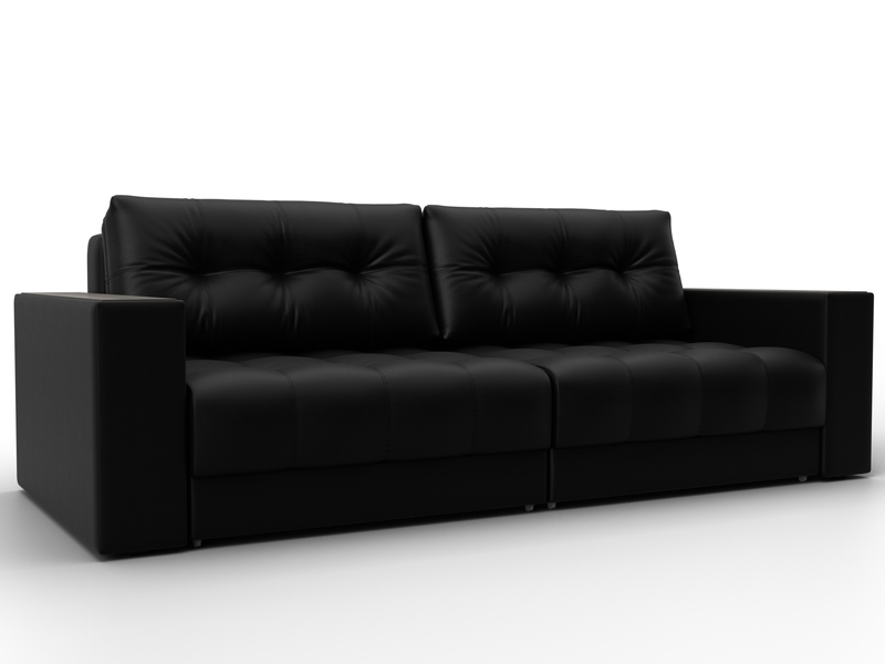 Диван прямой с декором Лига-049 НПБ, Экокожа, GRIFON 18 черный