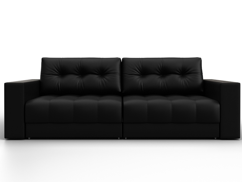 Диван прямой с декором Лига-049 НПБ, Экокожа, GRIFON 18 черный