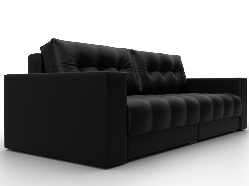 Диван прямой с декором Лига-049 НПБ, Экокожа, GRIFON 18 черный