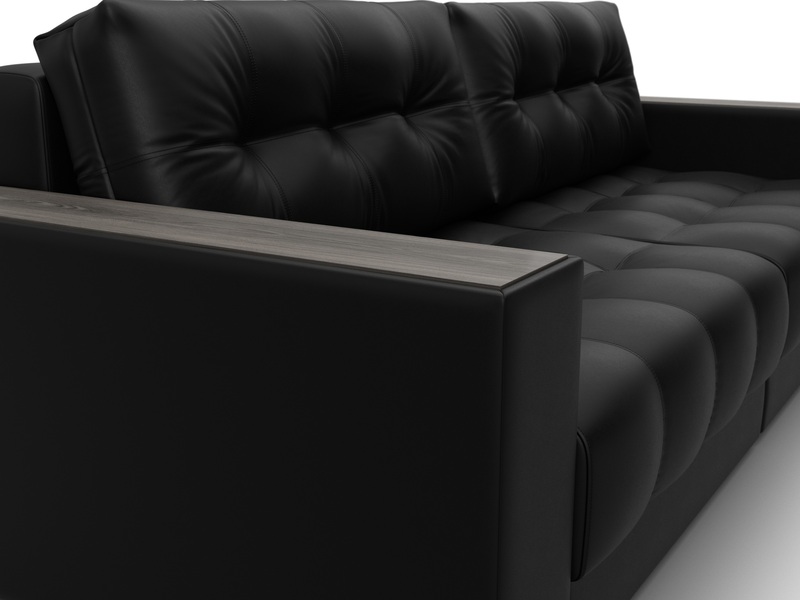 Диван прямой с декором Лига-049 НПБ, Экокожа, GRIFON 18 черный