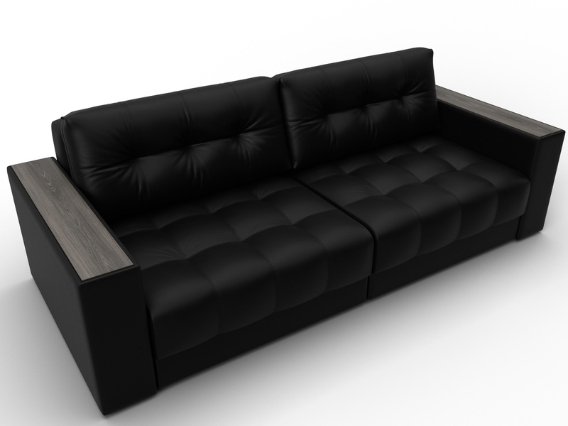 Диван прямой с декором Лига-049 НПБ, Экокожа, GRIFON 18 черный