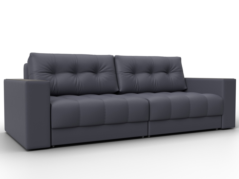 Диван прямой с декором Лига-049 НПБ, Экокожа, GRIFON 15 серый