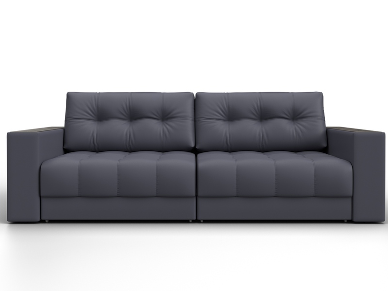 Диван прямой с декором Лига-049 НПБ, Экокожа, GRIFON 15 серый