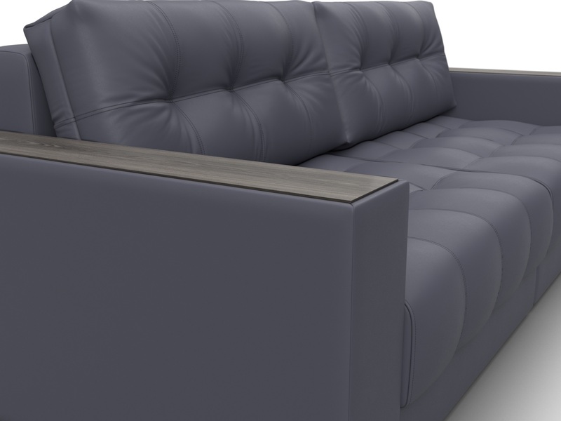 Диван прямой с декором Лига-049 НПБ, Экокожа, GRIFON 15 серый