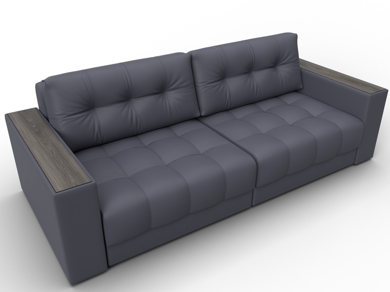 Диван прямой с декором Лига-049 НПБ, Экокожа, GRIFON 15 серый