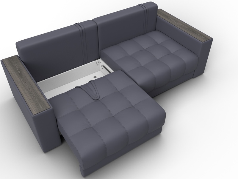 Диван прямой с декором Лига-049 НПБ, Экокожа, GRIFON 15 серый