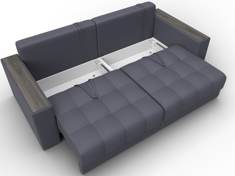 Диван прямой с декором Лига-049 НПБ, Экокожа, GRIFON 15 серый