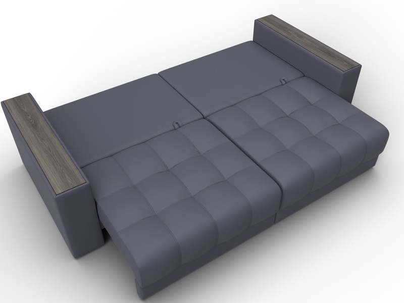 Диван прямой с декором Лига-049 НПБ, Экокожа, GRIFON 15 серый