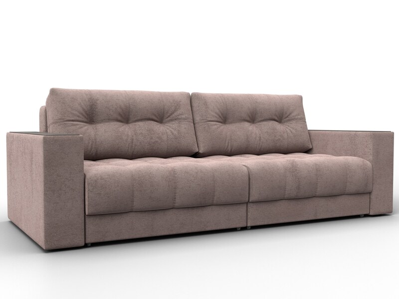 Диван прямой с декором Лига-049 НПБ, Велюр, TOWER 05 бежевый