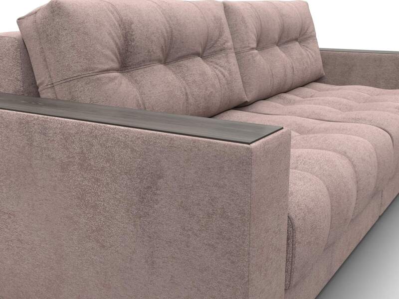 Диван прямой с декором Лига-049 НПБ, Велюр, TOWER 05 бежевый