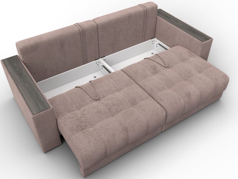 Диван прямой с декором Лига-049 НПБ, Велюр, TOWER 05 бежевый