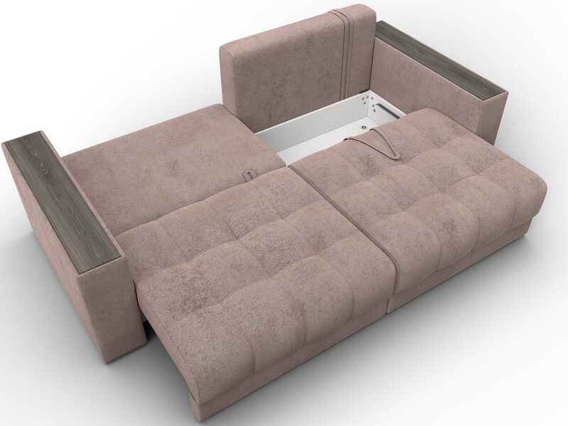 Диван прямой с декором Лига-049 НПБ, Велюр, TOWER 05 бежевый