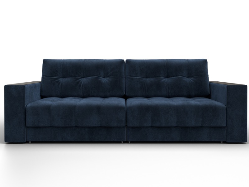 Диван прямой с декором Лига-049 НПБ, Велюр, TOWER 13 синий