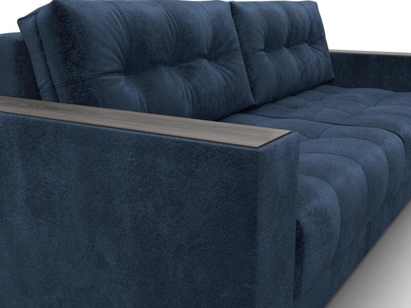 Диван прямой с декором Лига-049 НПБ, Велюр, TOWER 13 синий