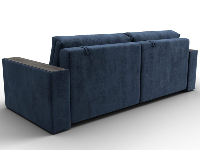 Диван прямой с декором Лига-049 НПБ, Велюр, TOWER 13 синий