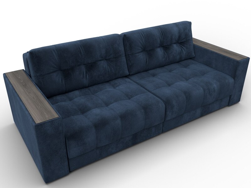 Диван прямой с декором Лига-049 НПБ, Велюр, TOWER 13 синий