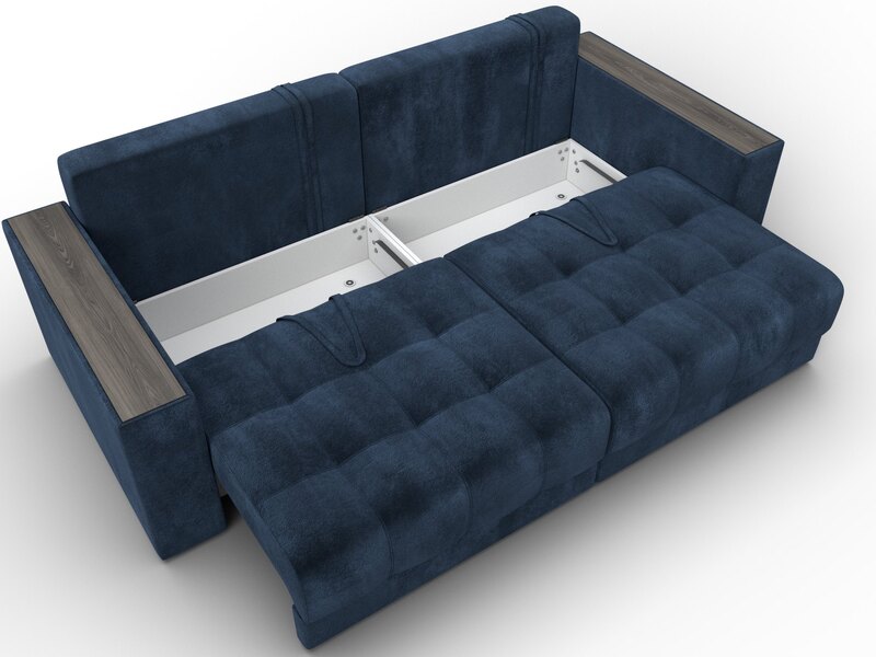 Диван прямой с декором Лига-049 НПБ, Велюр, TOWER 13 синий