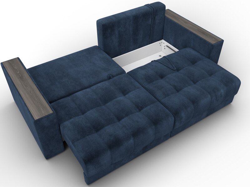 Диван прямой с декором Лига-049 НПБ, Велюр, TOWER 13 синий