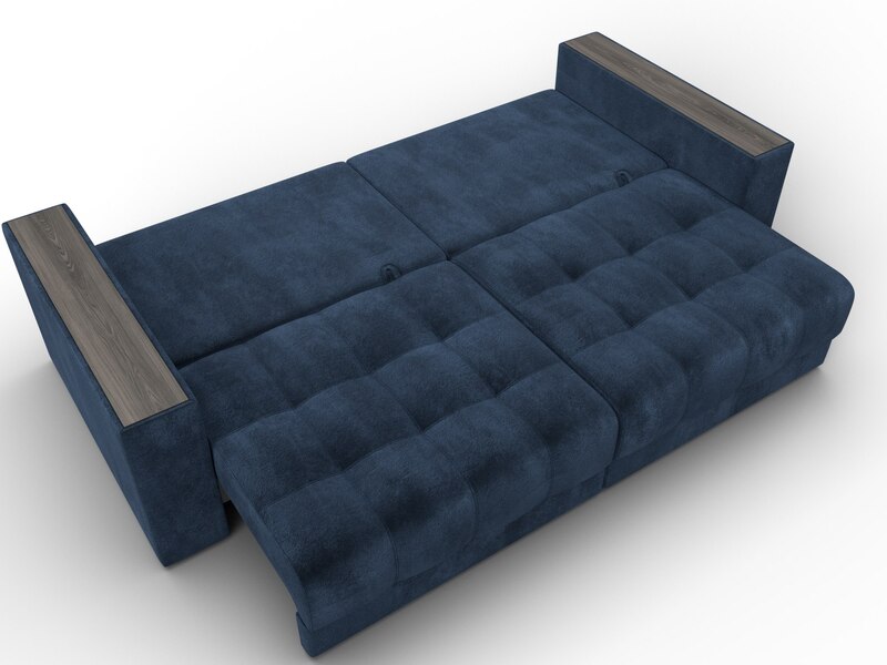 Диван прямой с декором Лига-049 НПБ, Велюр, TOWER 13 синий