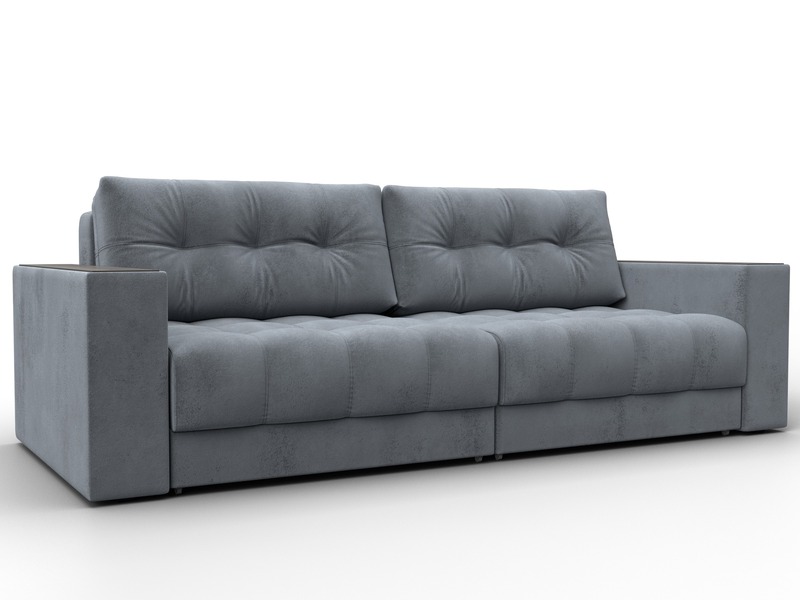 Диван прямой с декором Лига-049 НПБ, Велюр, TOWER 10 серый