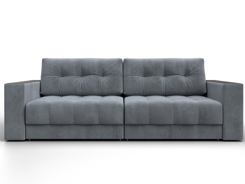 Диван прямой с декором Лига-049 НПБ, Велюр, TOWER 10 серый