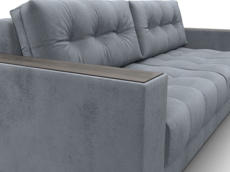 Диван прямой с декором Лига-049 НПБ, Велюр, TOWER 10 серый