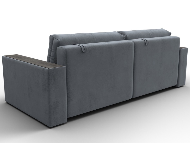 Диван прямой с декором Лига-049 НПБ, Велюр, TOWER 10 серый