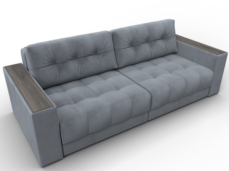 Диван прямой с декором Лига-049 НПБ, Велюр, TOWER 10 серый