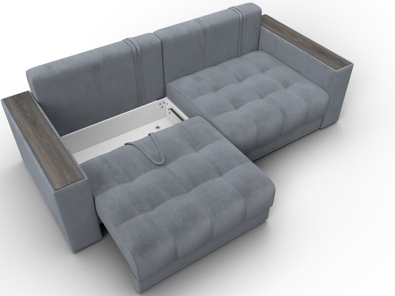 Диван прямой с декором Лига-049 НПБ, Велюр, TOWER 10 серый