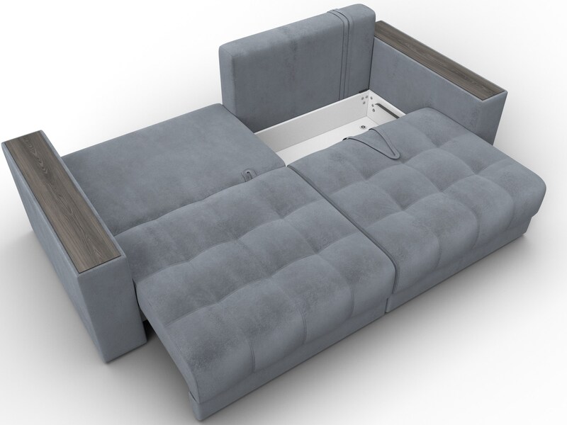 Диван прямой с декором Лига-049 НПБ, Велюр, TOWER 10 серый