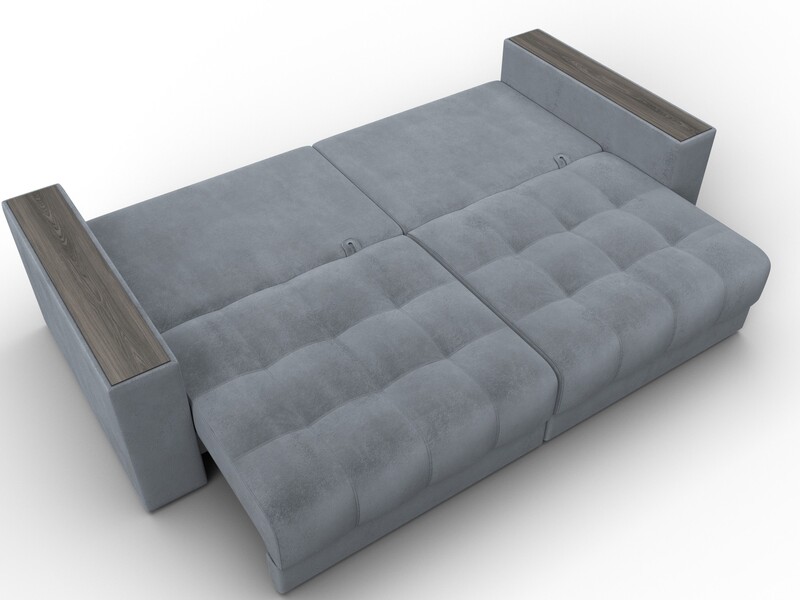 Диван прямой с декором Лига-049 НПБ, Велюр, TOWER 10 серый