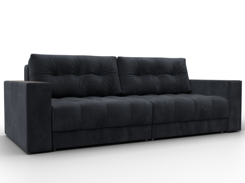 Диван прямой с декором Лига-049 НПБ, Велюр, TOWER 11 темно-серый