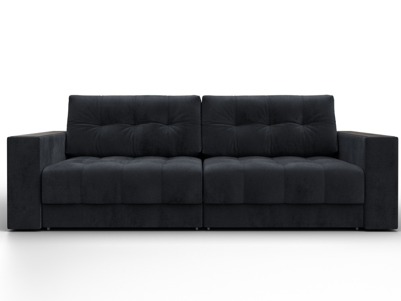 Диван прямой с декором Лига-049 НПБ, Велюр, TOWER 11 темно-серый