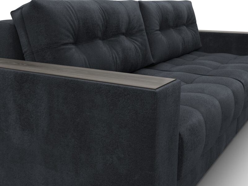 Диван прямой с декором Лига-049 НПБ, Велюр, TOWER 11 темно-серый