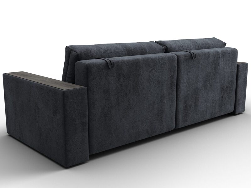 Диван прямой с декором Лига-049 НПБ, Велюр, TOWER 11 темно-серый