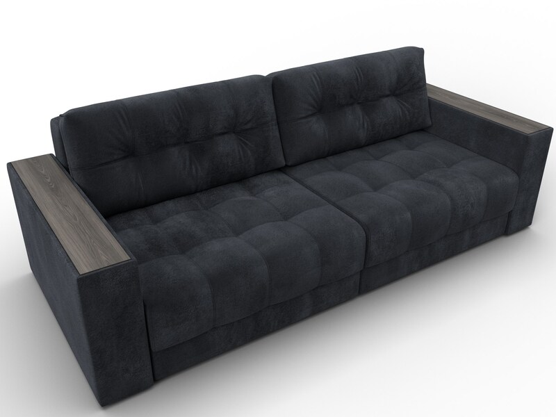 Диван прямой с декором Лига-049 НПБ, Велюр, TOWER 11 темно-серый