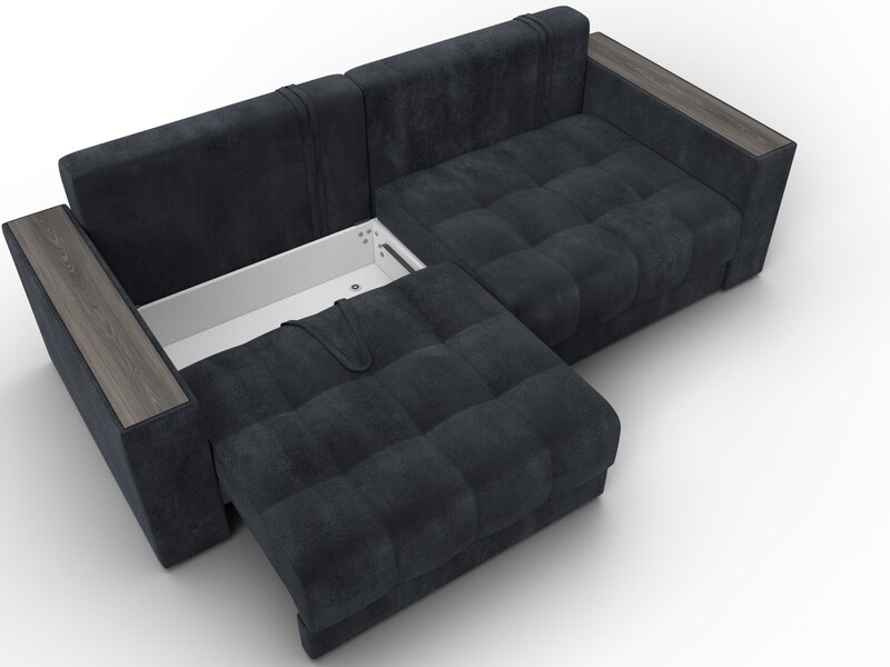 Диван прямой с декором Лига-049 НПБ, Велюр, TOWER 11 темно-серый