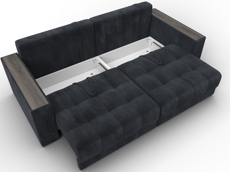 Диван прямой с декором Лига-049 НПБ, Велюр, TOWER 11 темно-серый